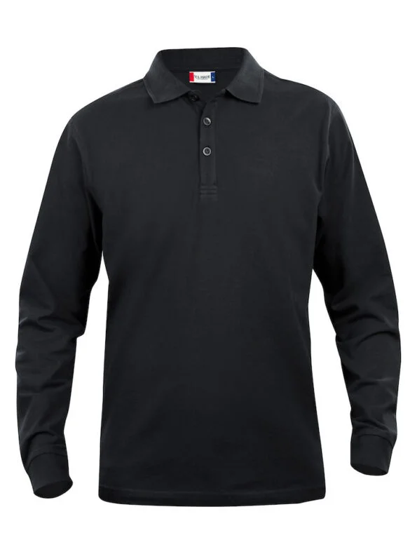 Clique Basic Polo L/S Junior zwart 150/160