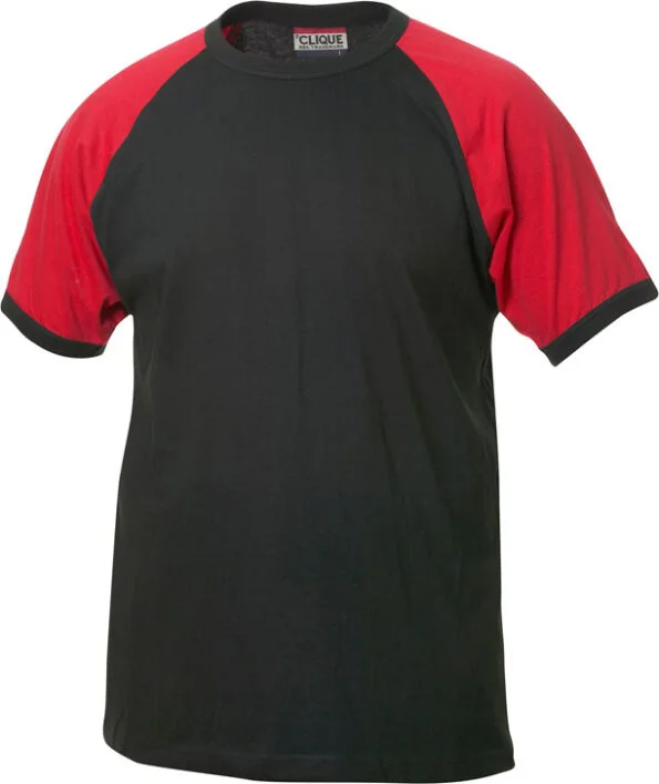 Clique Raglan-T zwart/rood 4xl