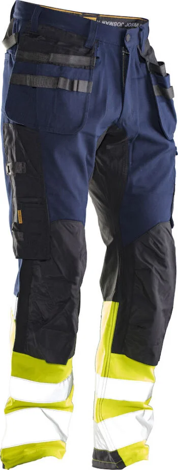 Jobman 2134 Hi-vis stretch trousers core hp navy/geel D124