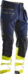 Jobman 2134 Hi-vis stretch trousers core hp wit/geel D124