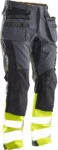 Jobman 2134 Hi-vis stretch trousers core hp wit/geel D124