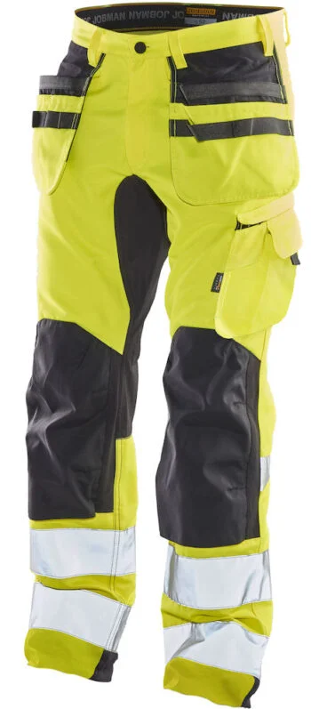 Jobman 2240 Hi-vis stretch trousers hp geel/zwart D120