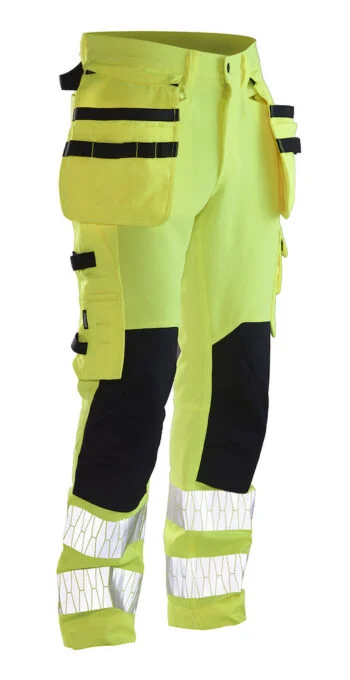 Jobman 2291 Hi-vis trousers hp stretch geel/zwart D124