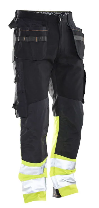 Jobman 2297 Hi-vis trousers cotton hp zwart/geel D124