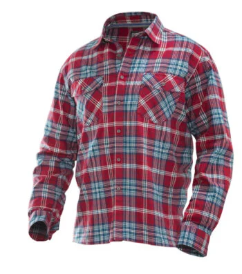 Jobman 5138 Flannel shirt rood/blauw 3xl