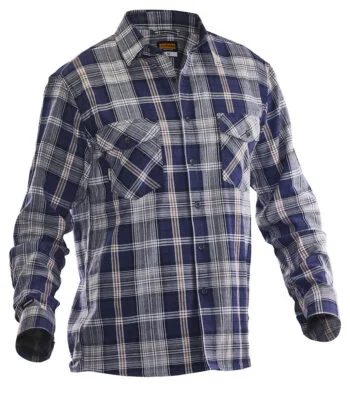 Jobman 5138 Flannel shirt navy/grijs 3xl