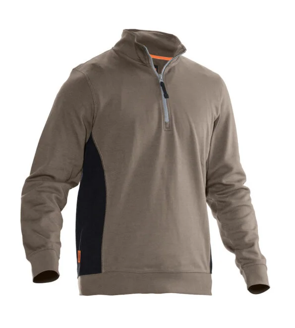 Jobman 5401 Halfzip sweatshirt khaki/zwart 4xl