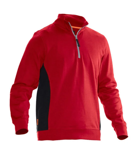 Jobman 5401 Halfzip sweatshirt rood/zwart 4xl