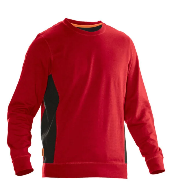 Jobman 5402 Roundneck sweatshirt rood/zwart 4xl