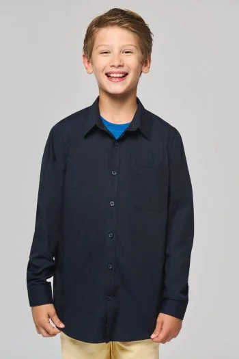 Kinder poplin overhemd lange mouwen