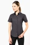 Dames Poplin Blouse Korte Mouwen