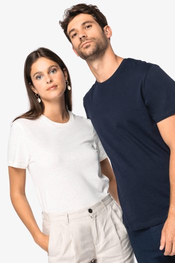 Ecologisch uniseks T-shirt in biokatoen en linnen