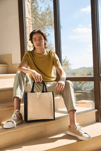 Printers' midi jute tote