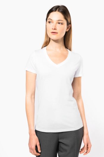 Dames-t-shirt Supima® V-hals korte mouwen
