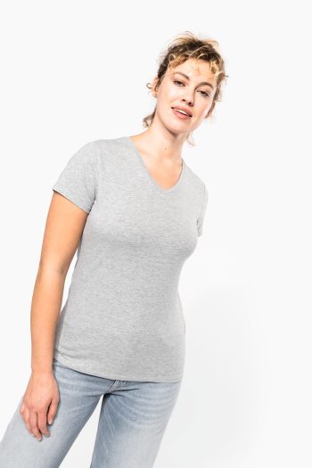 Dames-t-shirt V-hals korte mouwen